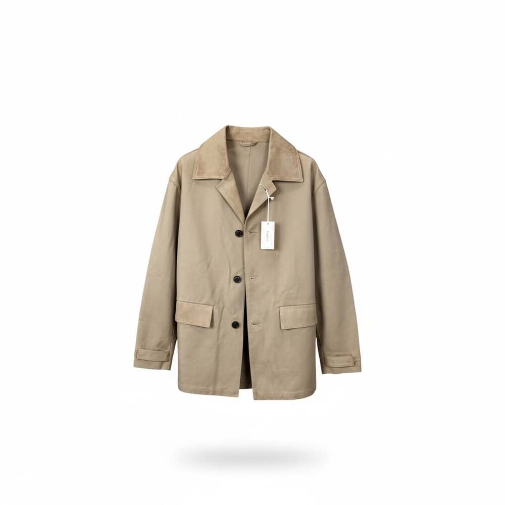 Filippa K M. York Cotton Coat in Dark Khaki Size 50
